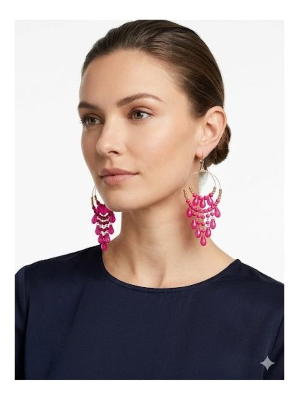 New York & Company Women's Womens Pink Colored Beaded Earrings NWT